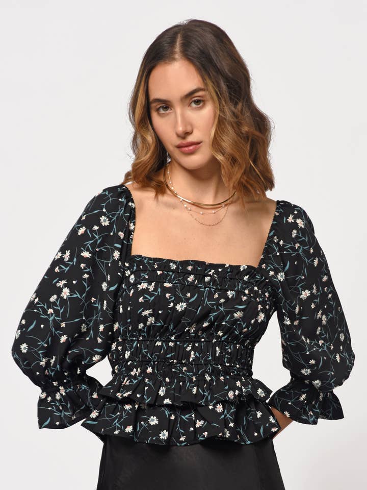 Anna Smocked Blouse for wholesale by Greylin