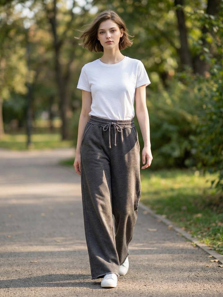 Acid Wash Fleece Sweatpants With Pockets for wholesale by 42POPS