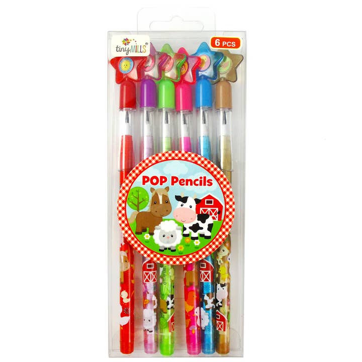 Tiny Mills - Wholesale Pencil - 6 Pcs Farm Animals Multi-Point Pencils
