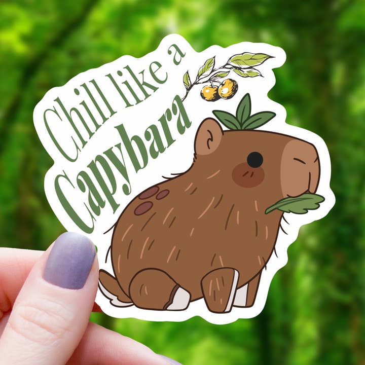 Chill Like A Capybara Funny Sticker - 3" for wholesale by Mimic Gaming Co