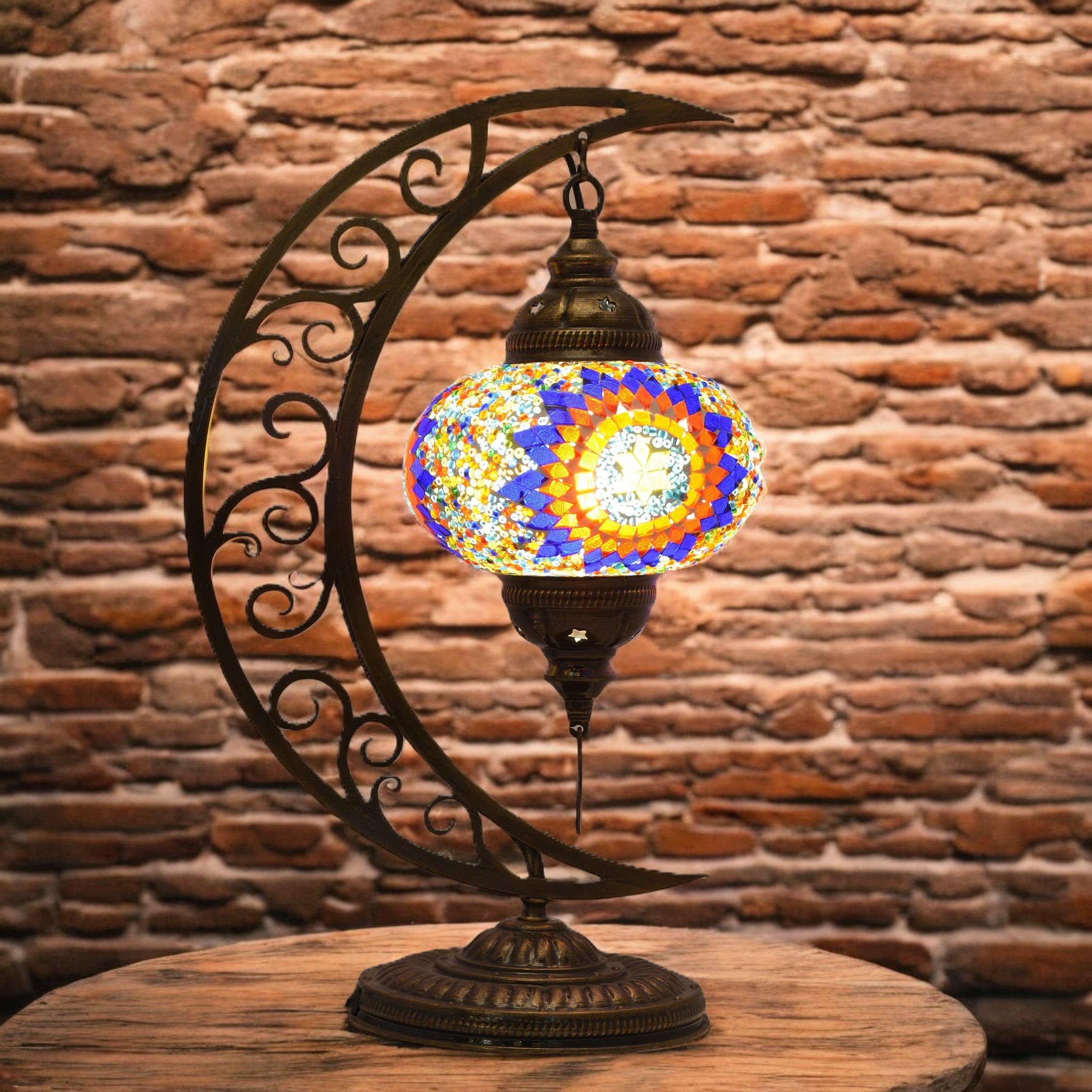 Import Corner - Vente Lampes d'appoint/de bureau - 86528 : LAMPE DE TABLE MOSAÏQUE CROISSANT DE LUNE 7" – BASE TACTILE3