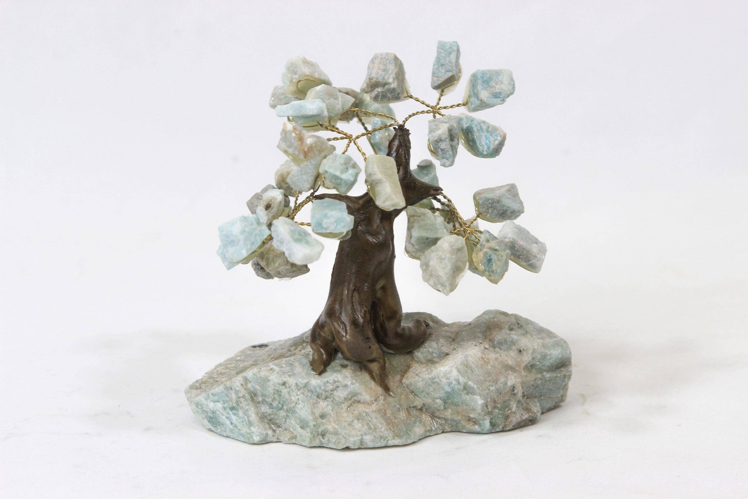 Cold River Mining - Wholesale Decorative Tabletop Object - Small Amazonite Gemstone Tree w/ Amazonite Base Single Tree