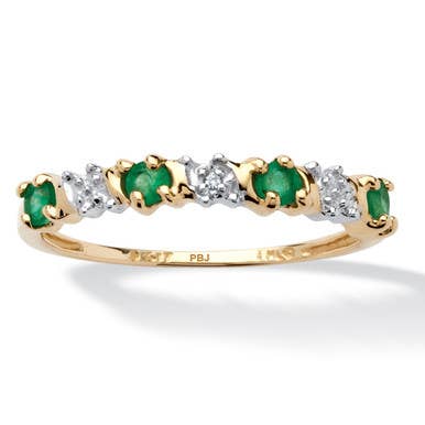 PalmBeach Jewelry - Wholesale Multi-Stone Ring - .32 TCW Emerald and Diamond Band in 10k Gold5