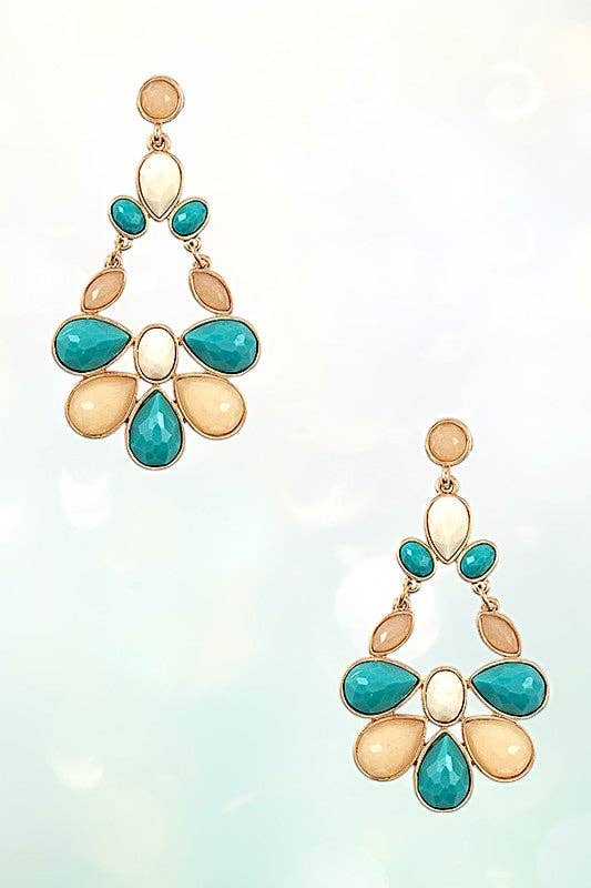 Andrea Bijoux - Wholesale Dangle Earrings - FACETED GEMSTONE DROP DANGLE EARRING0