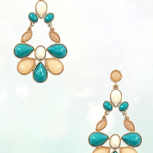 Andrea Bijoux - Wholesale Dangle Earrings - FACETED GEMSTONE DROP DANGLE EARRING