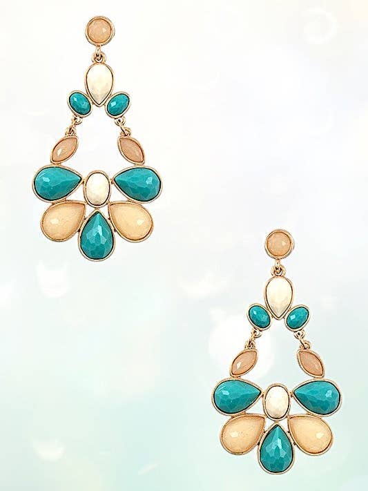 FACETED GEMSTONE DROP DANGLE EARRING for wholesale by Andrea Bijoux