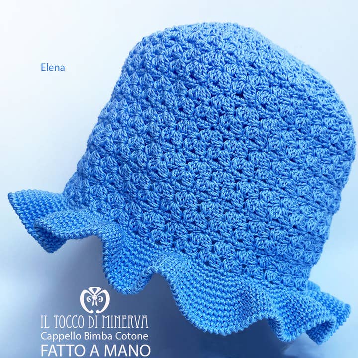 Cappello Bimba Cotone Realizzato a Mano Elena per la vendita all'ingrosso da parte di Il Tocco di Minerva