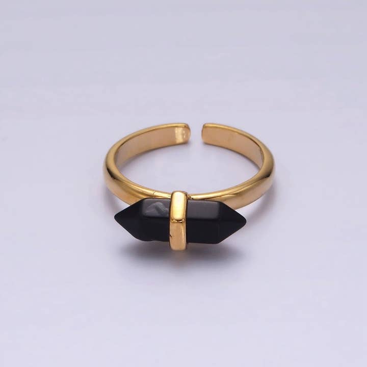 Aim Eternal - Wholesale Single Stone/Solitaire Ring - 14K Gold Filled Natural Gemstone Pointed Wand Ring | O688 - O6974