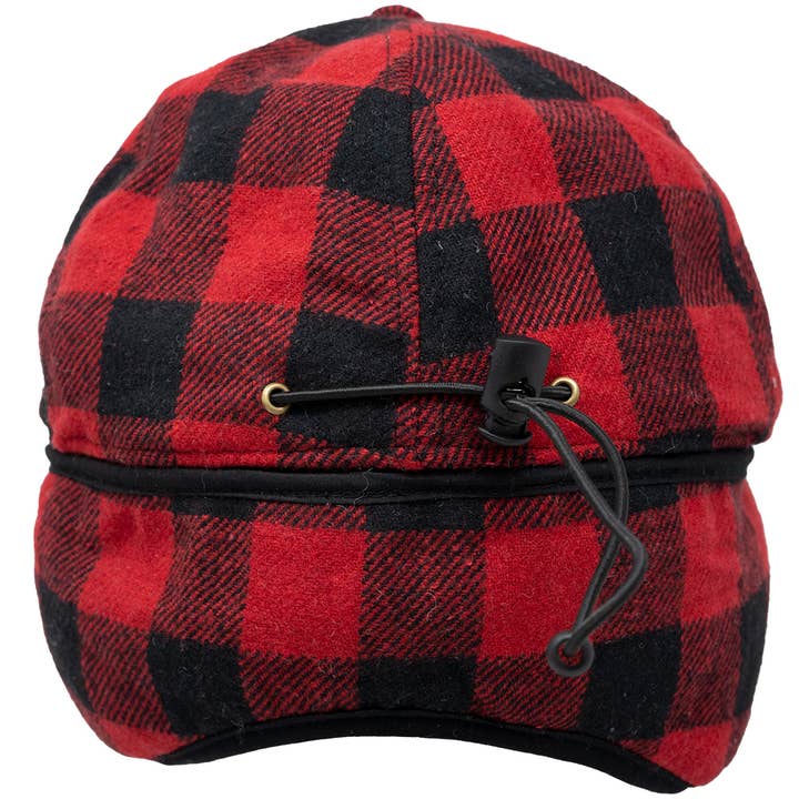 Funky Junque – Engroshandel Trapper-/bomberhat – til mænd – Uld Earflap Trapper Hat - Buffalo Check - Rød/Sort5