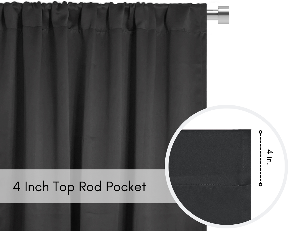 YOUR CHAIR COVERS - Wholesale Curtain - 42 X 84 Inch Blackout Polyester Curtains with Rod Pocket Black - 2 Panels1