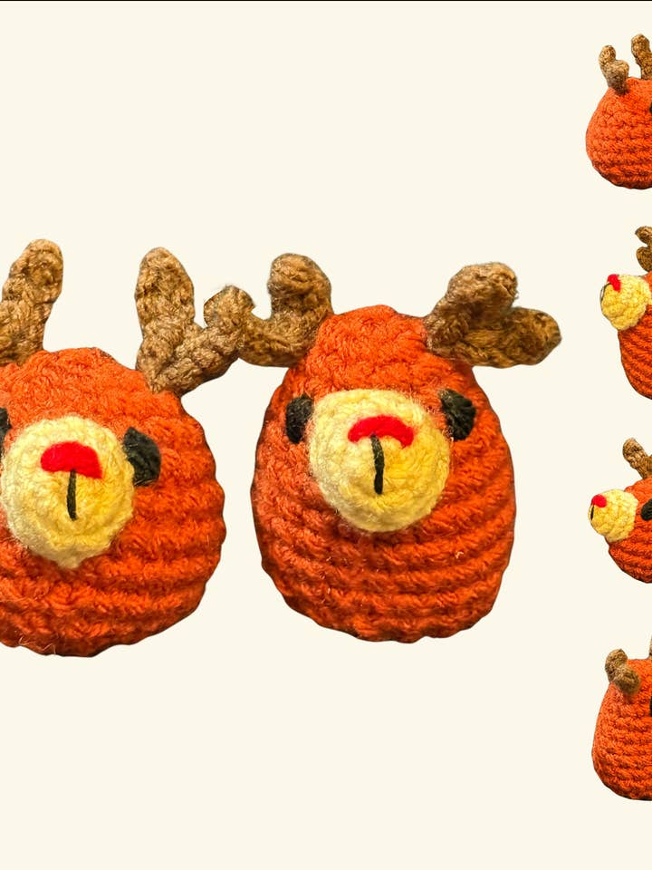 Winter reindeer duo | one weighted, one lightweight cat toy for wholesale by Feline Grove