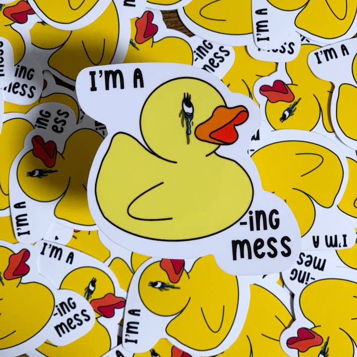 Duck-ing Mess Sticker for wholesale by Messterpieces