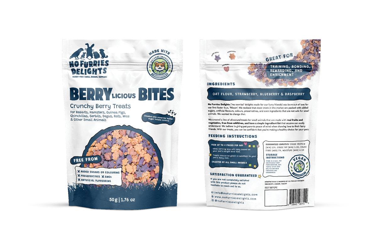 No Furries Delights - Wholesale Pet Supplement - Not Cat/Dog - Berry-Licious Variety Pack | Bite-Sized Small Animal Treats2