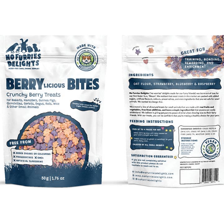No Furries Delights - Wholesale Pet Supplement - Not Cat/Dog - Berry-Licious Variety Pack | Bite-Sized Small Animal Treats2