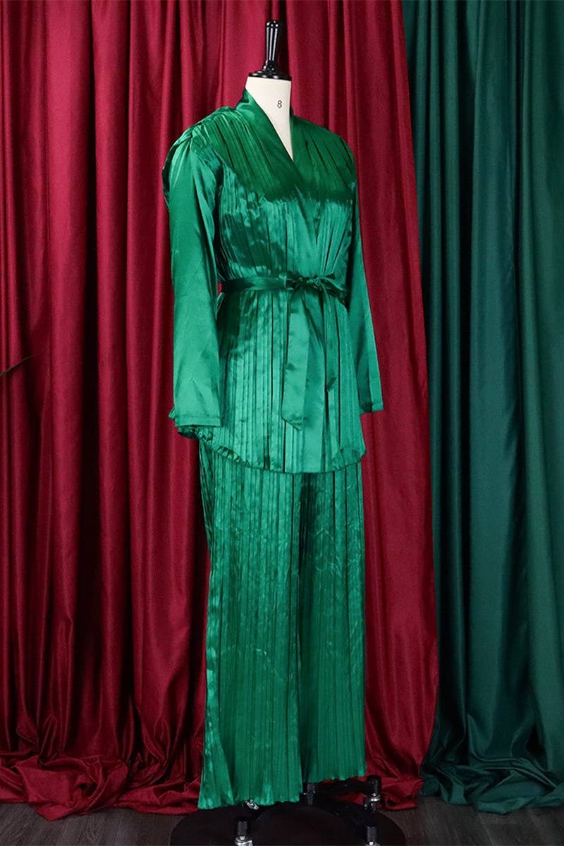 NINEXIS - Wholesale Top & Pant Set (NOT Loungewear) - Women's - CWSTB0523_PLUS SIZE  LACE UP SHIRT  TROUSERS TWO-PIECE SET2