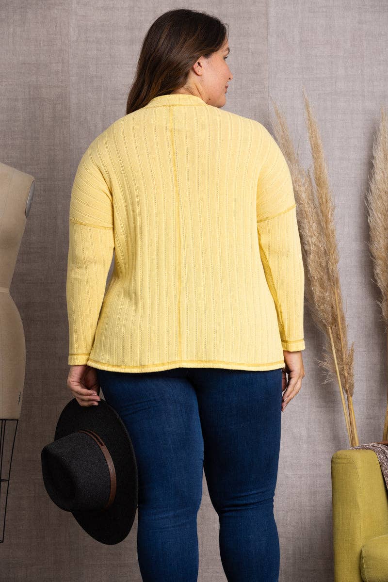 Gelb GELBES TOSKANISCHES JERSEY-RIPPSTRICK-OBERTEIL IN ÜBERGRÖSSE-PTY3786X für den Großhandel auf Faire3