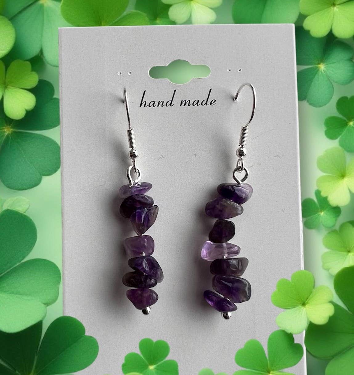 El'Cobre-Ecozonelifestyle – wholesale Dangle earrings – Amethyst Crystal Gravel Stone Earrings – Silver Plated1