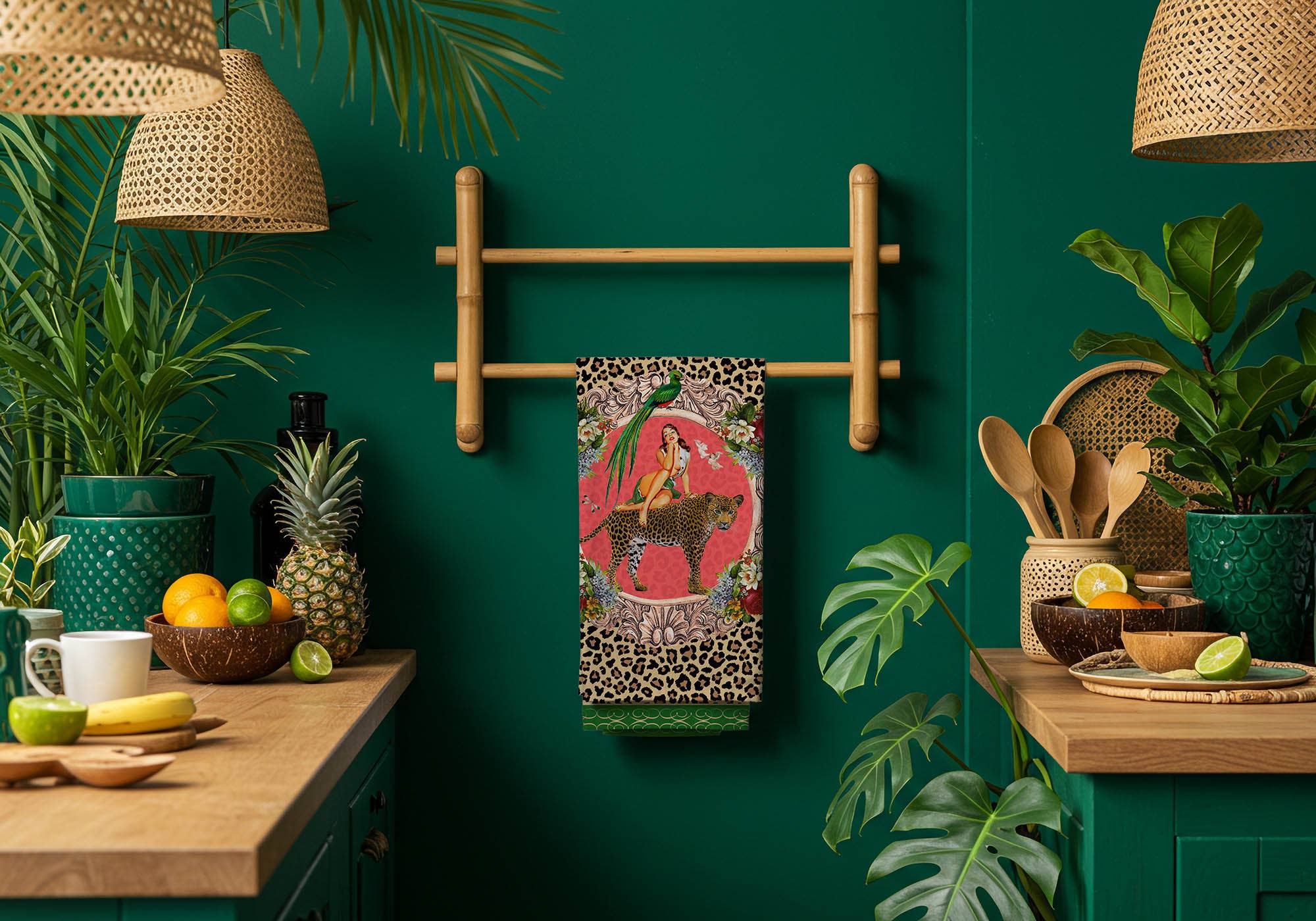 Queen K - Wholesale Tea towel - Alice Retro Glamour 100% Linen Tea Towel6