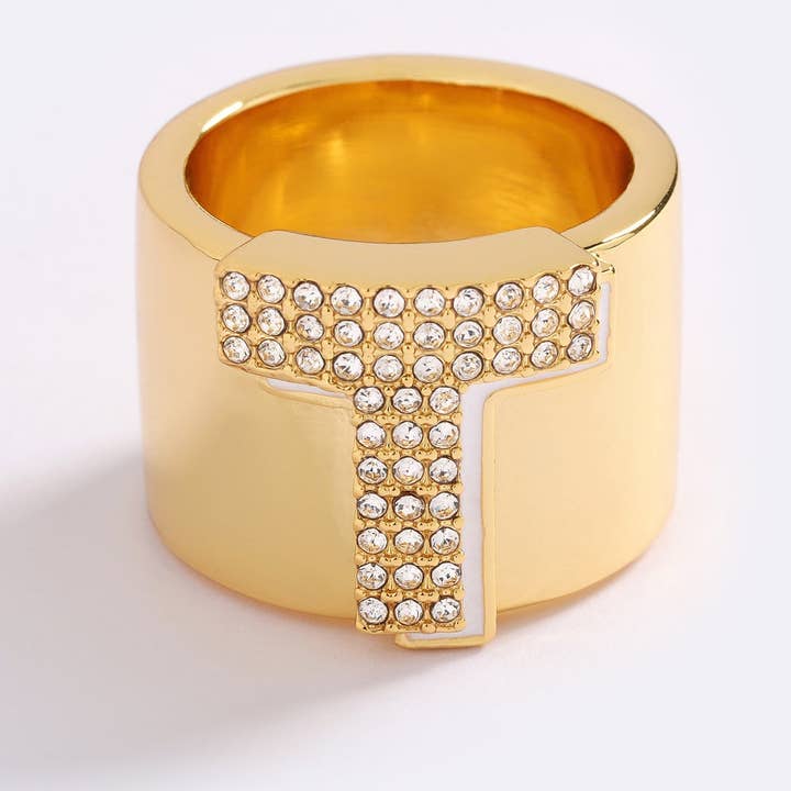 EMMA PILLS - Wholesale Cocktail/Statement Ring - SAY MY NAME INITIAL RING