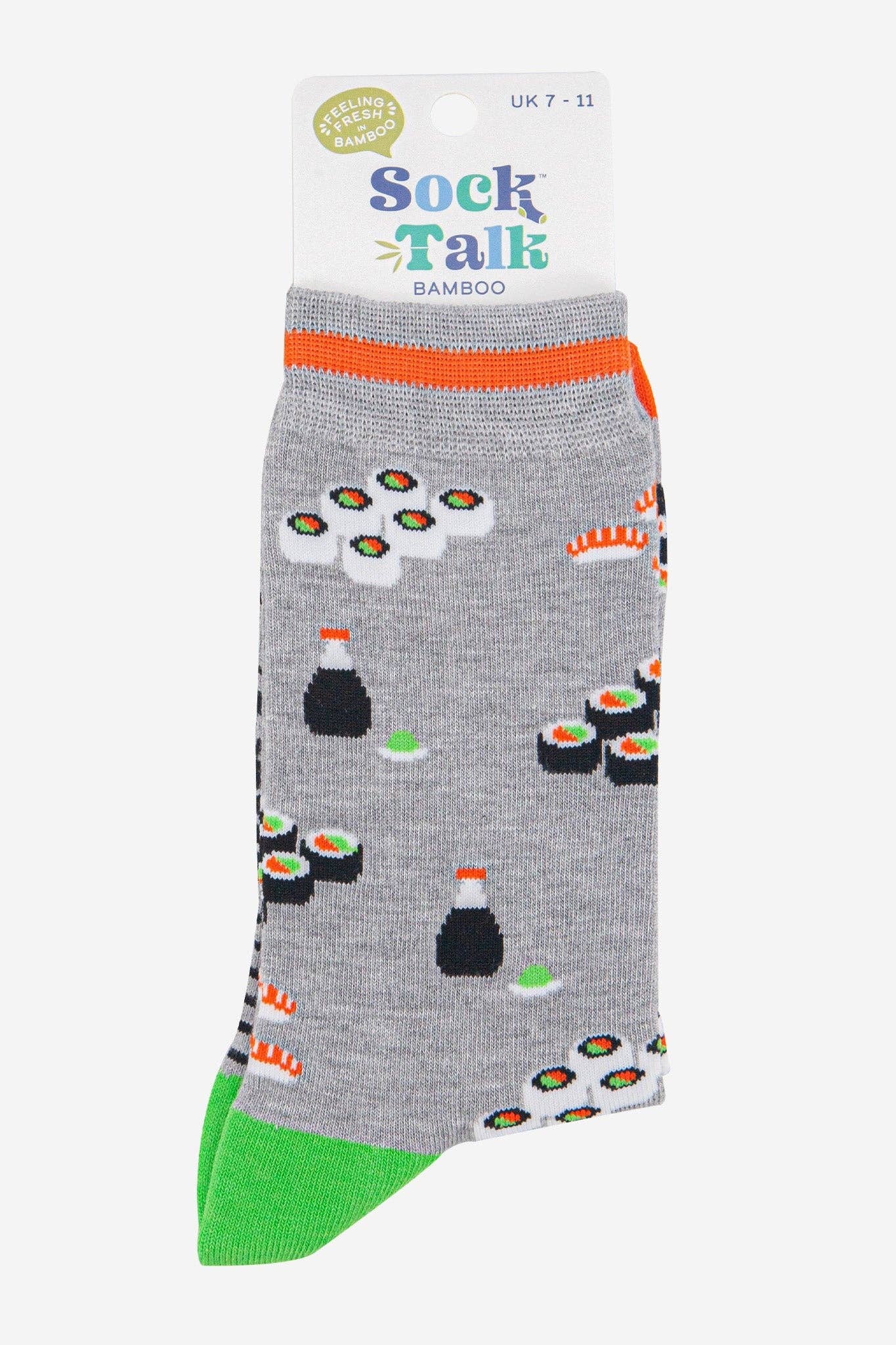 Sock Talk - Wholesale Socks - Men's - Men's Bamboo Socks - Light Grey/Orange, Sushi3