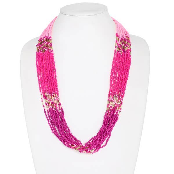 anbfashion - Wholesale Beaded/Pearl Necklace - NATIVE AMERICAN OMBRE MULTI STRAND BEADED NECKLACE 24