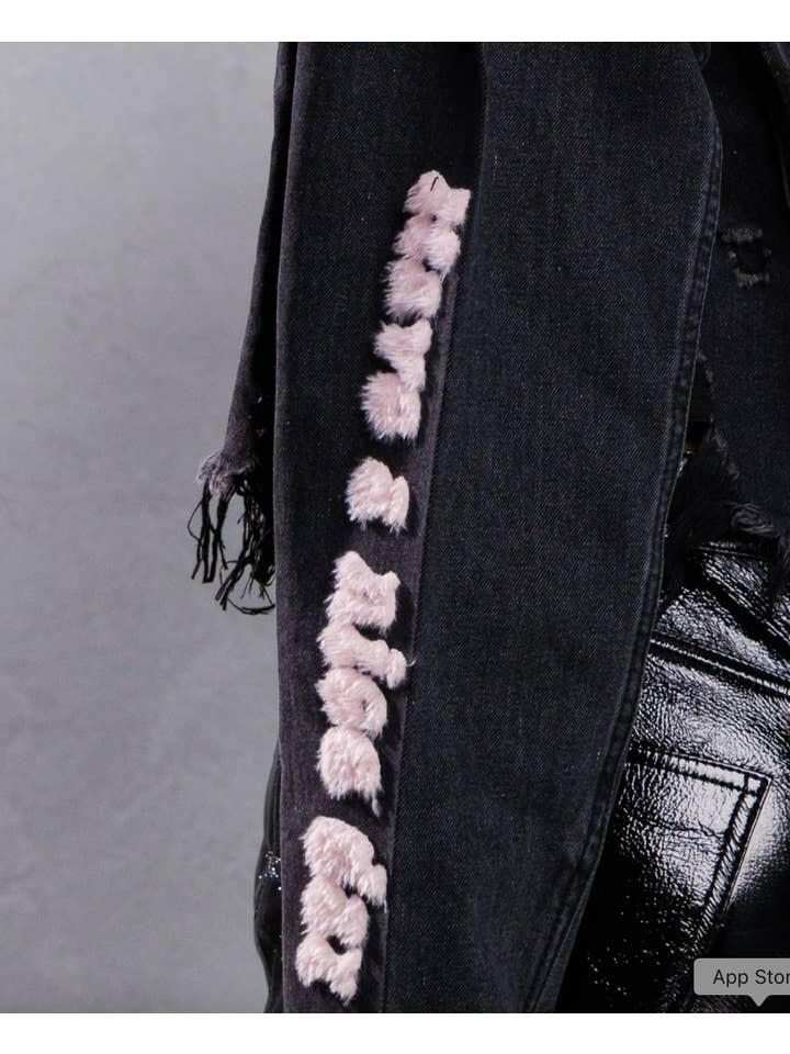 Noir Veste en jean avec écusson Smiley en vente sur Faire1