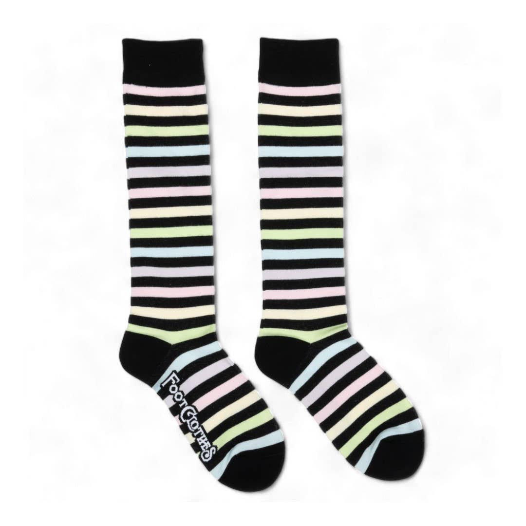 FootClothes LLC – wholesale Socks – Unisex – Pastel Rainbow Stripes Knee High Socks1
