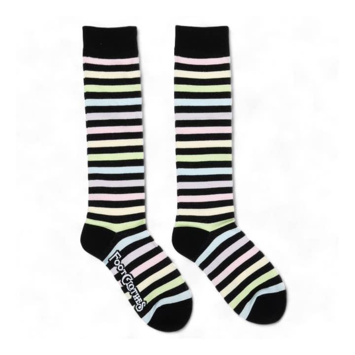 FootClothes LLC – wholesale Socks – Unisex – Pastel Rainbow Stripes Knee High Socks1