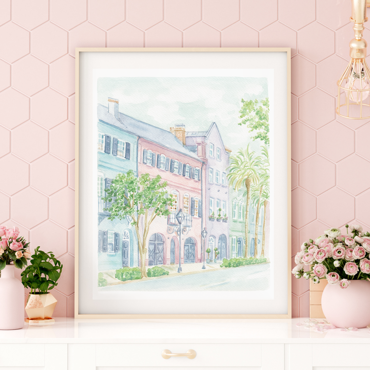 Simply Jessica Marie – wholesale Art print – Rainbow Row Watercolor Art Print1