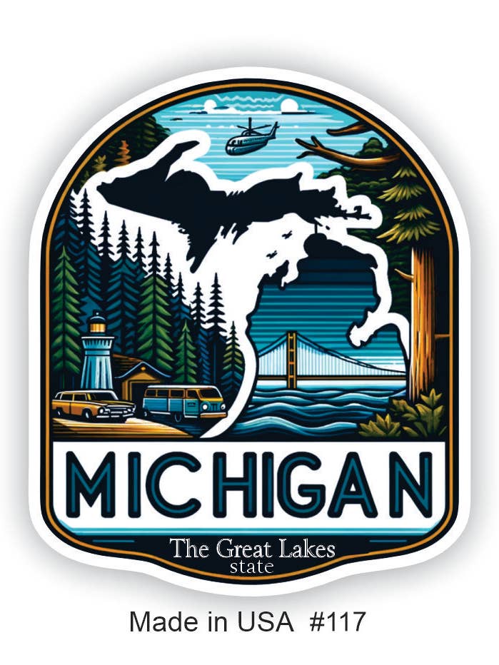 Fyrtårn og bro Michigan klistermærke for engroshandel hos Big monkey