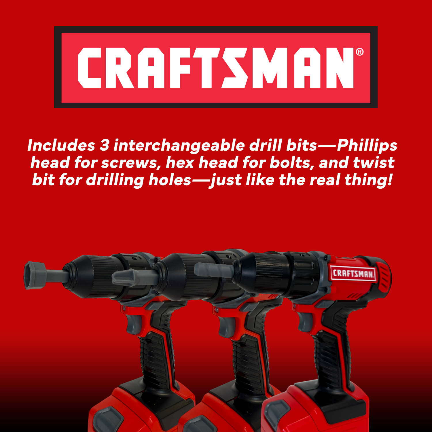 Toysmith - Wholesale Toy Set - Kids - Red Toolbox -Craftsman Battery Operated Power Drill5