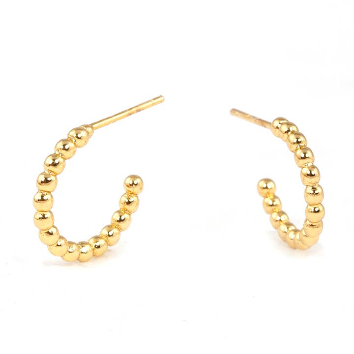 Gold Graduated Bead Open Hoop Earrings for wholesale by OHBOOBA DESIGN