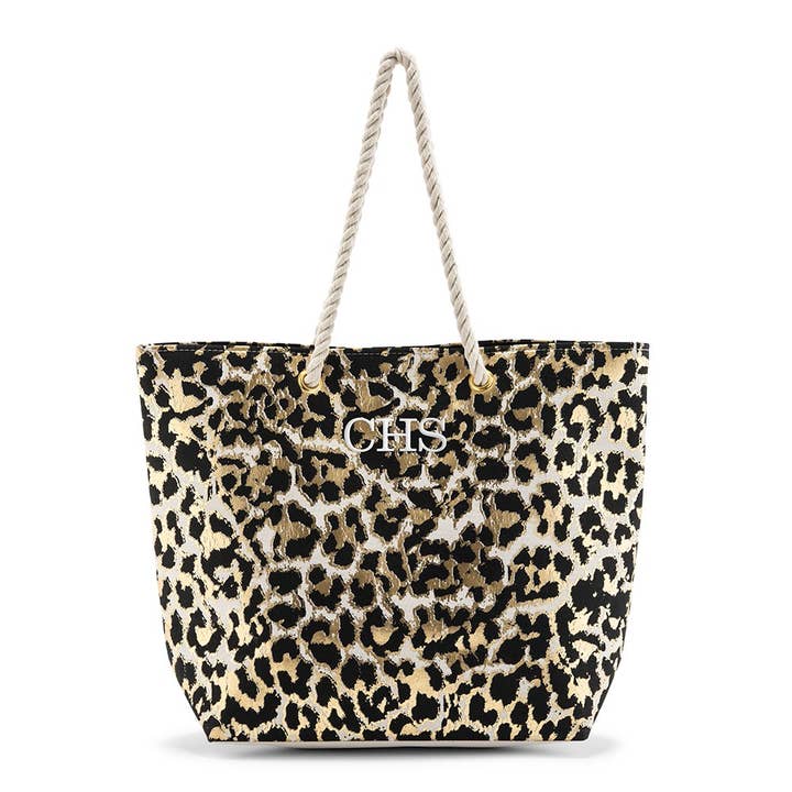 Weddingstar Inc. - Wholesale Beach Bag - Extra-Large Cotton Canvas Beach Tote Bag - Leopard Print