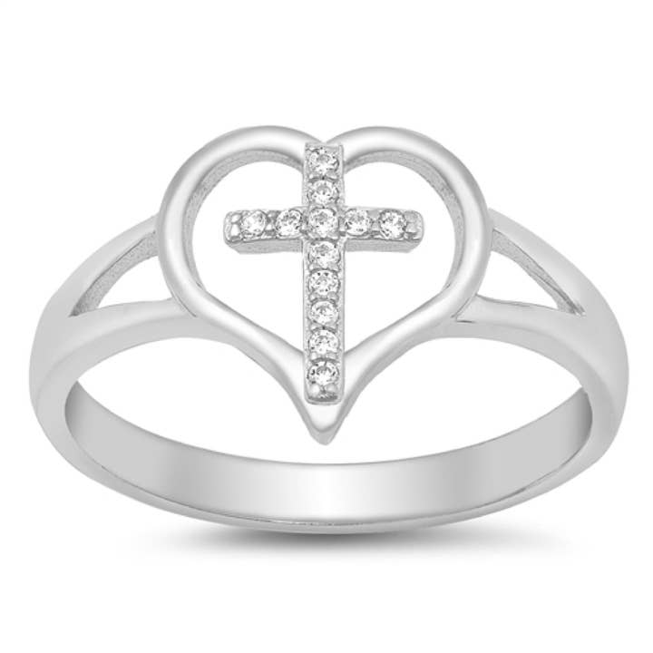 Kreuzring aus Sterlingsilber, Geschenk zur Erstkommunion, Konfirmationsgeschenk, Zirkonia-Kreuzring für Kinder, religiöser Schmuck für Frauen und Männer, 4 bis 10 für den Großhandel von CALIFORNIA TOE RINGS
