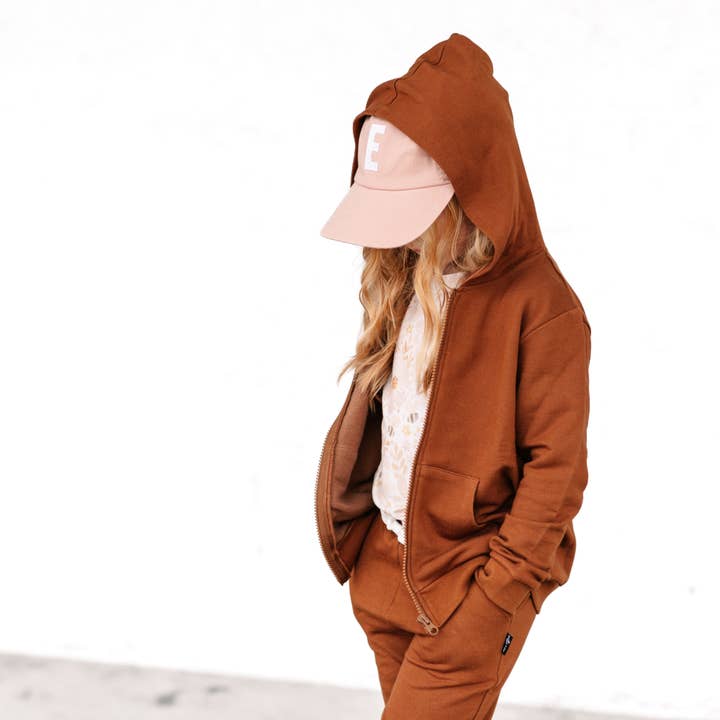 ZIP HOODIE- Bark Bamboo French Terry for wholesale by millie + roo LLC