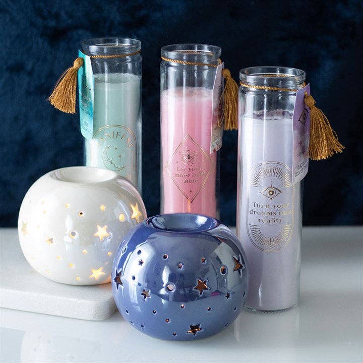 Something Different Wholesale - Wholesale Jar/Filled Candle - Blackberry Tube Candle with Amethyst Crystals