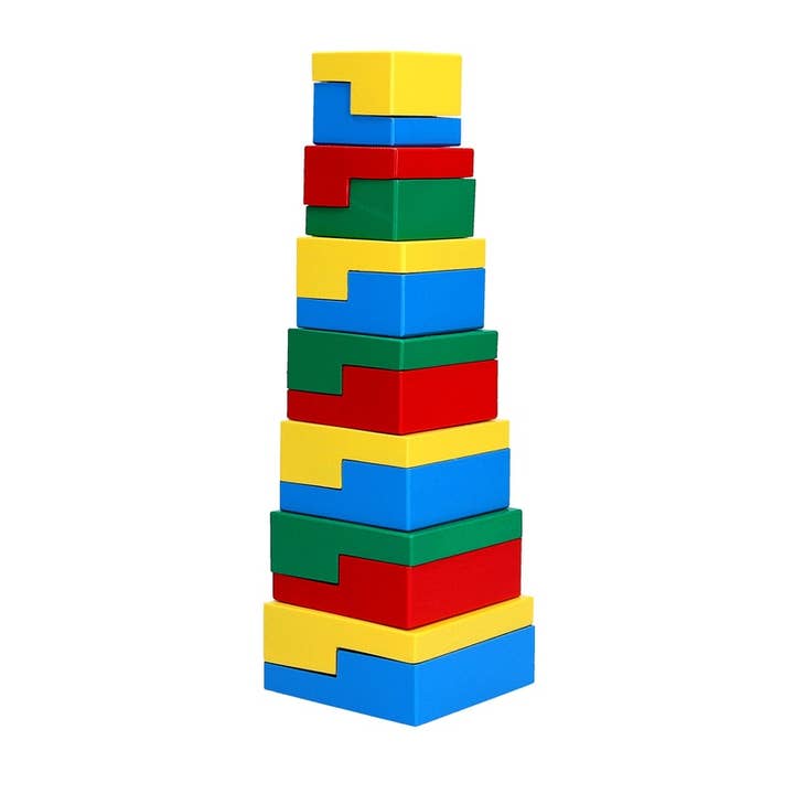 Giocattolo a torre in legno «Geometrics» 14 elementi, Sorter Toy Game per la vendita all'ingrosso da parte di Komarov Toys