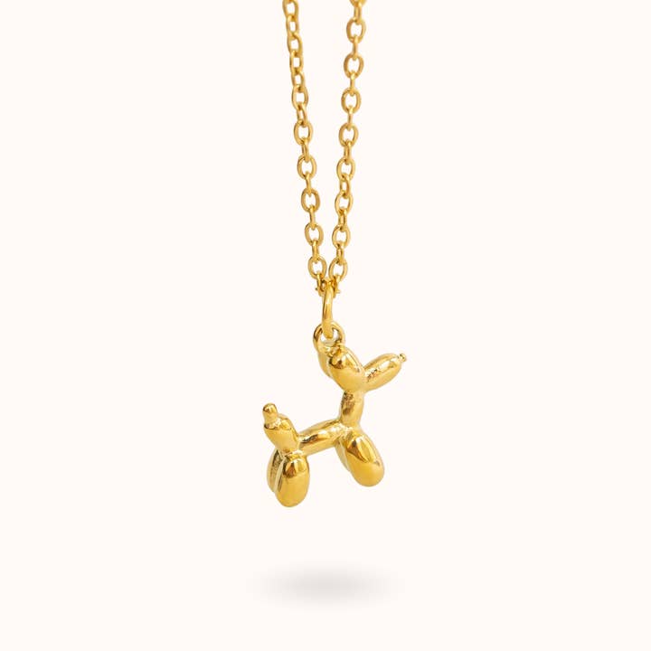 Balloon Dog Necklace Gold for wholesale by Blue Buddha Jewelry