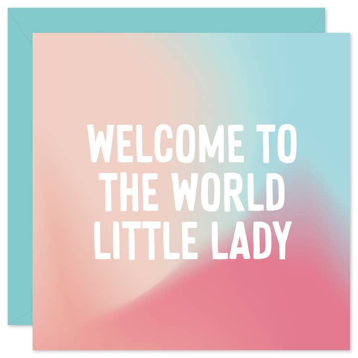 Carte « Welcome to the World Little Lady » pour petite fille pour la vente par Purple Tree Designs