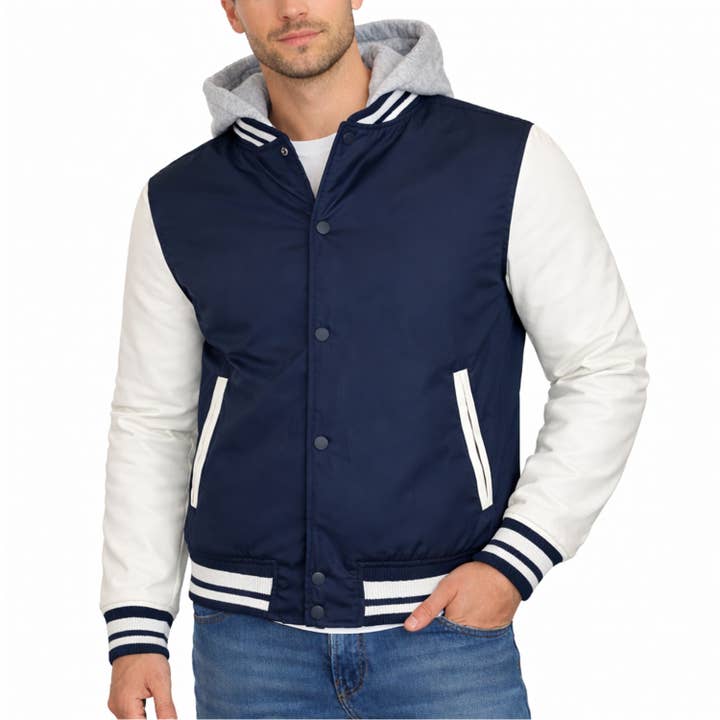 Herren Varsity-Jacke mit Kapuze und abnehmbarer Kapuze für den Großhandel von Galaxy By Harvic