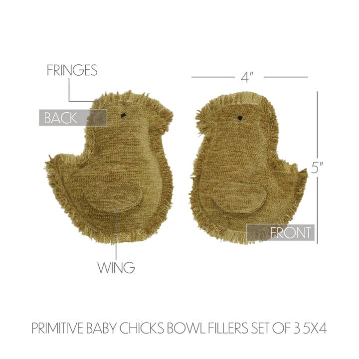 VHC Brands - Wholesale Ornament - Spring In Bloom Primitive Baby Chicks Bowl Fillers Set of 3 5x4