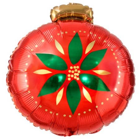 Red Christmas Bauble Ornament Foil Balloon 18in. - PartyDeco USA for wholesale by THE BALLOON HUB