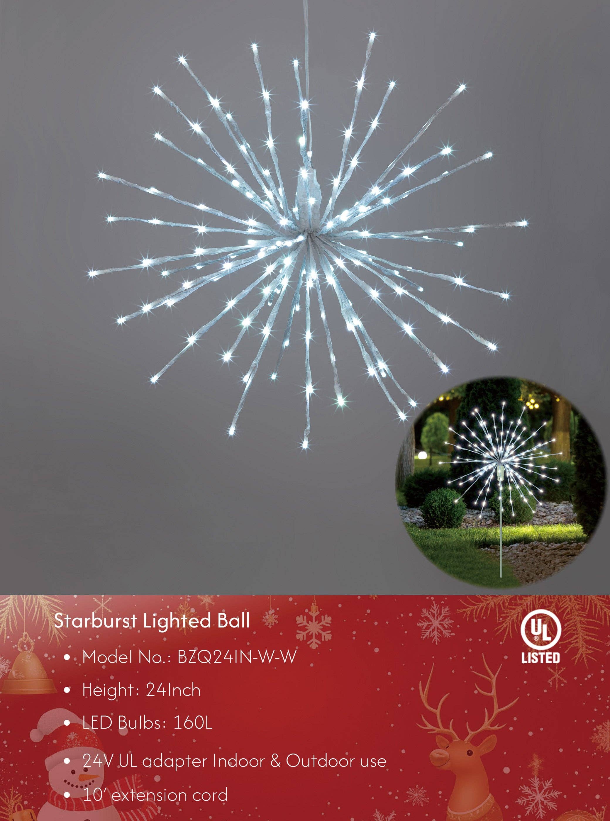LIGHTSHARE - Wholesale Outdoor/Lawn Light - Starburst Light Lighted Ball LED Firework Lights White Twink47