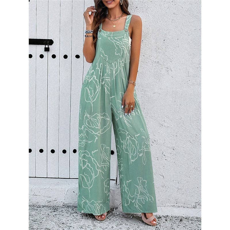 ShieldChic - Wholesale Jumpsuit - Women's - Contrast Color Printing Sleeveless Wide Leg Jumpsuits5
