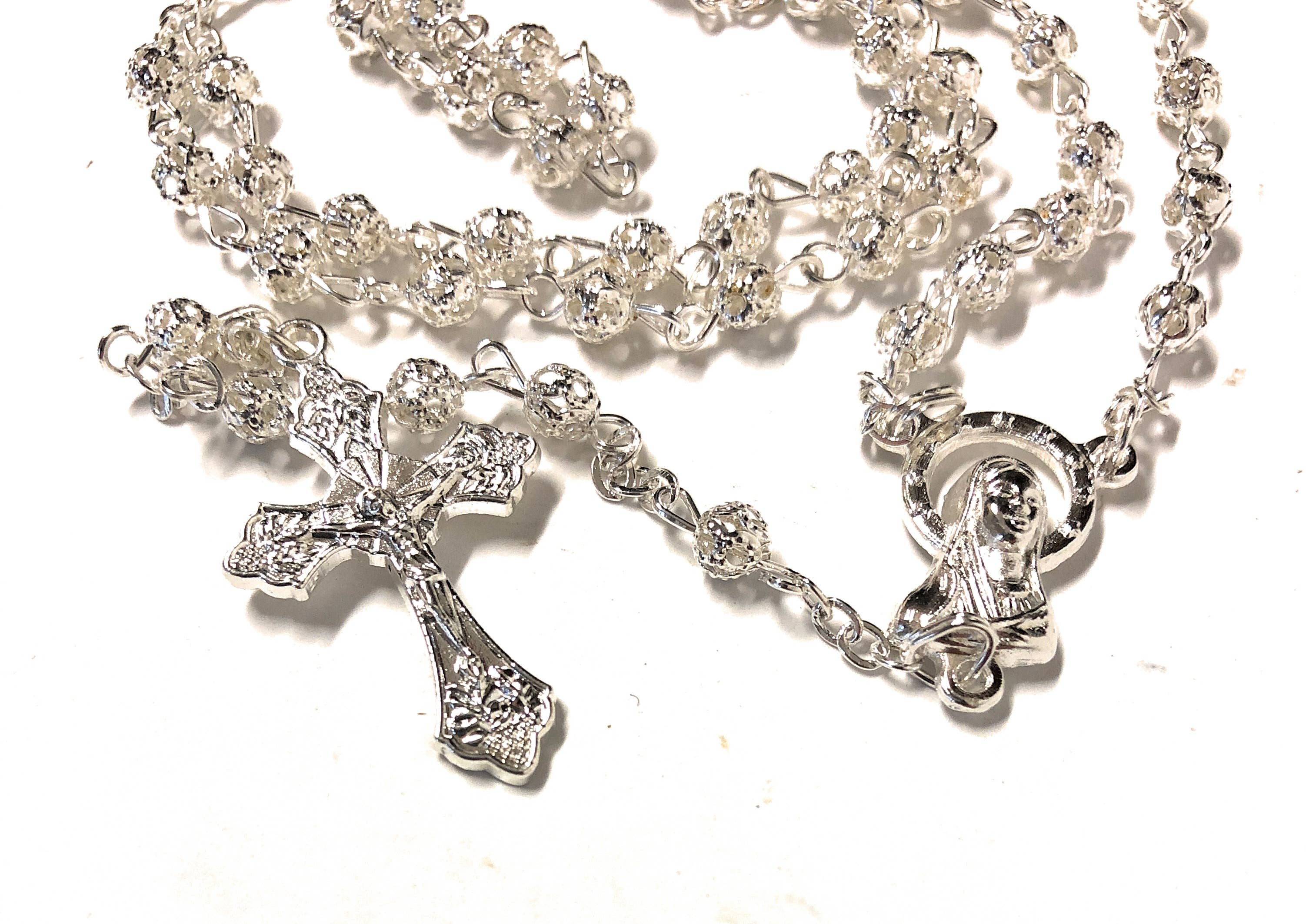 Costa Articoli Religiosi - Wholesale Prayer Beads Necklace - 4 mm silver filigree rosary1