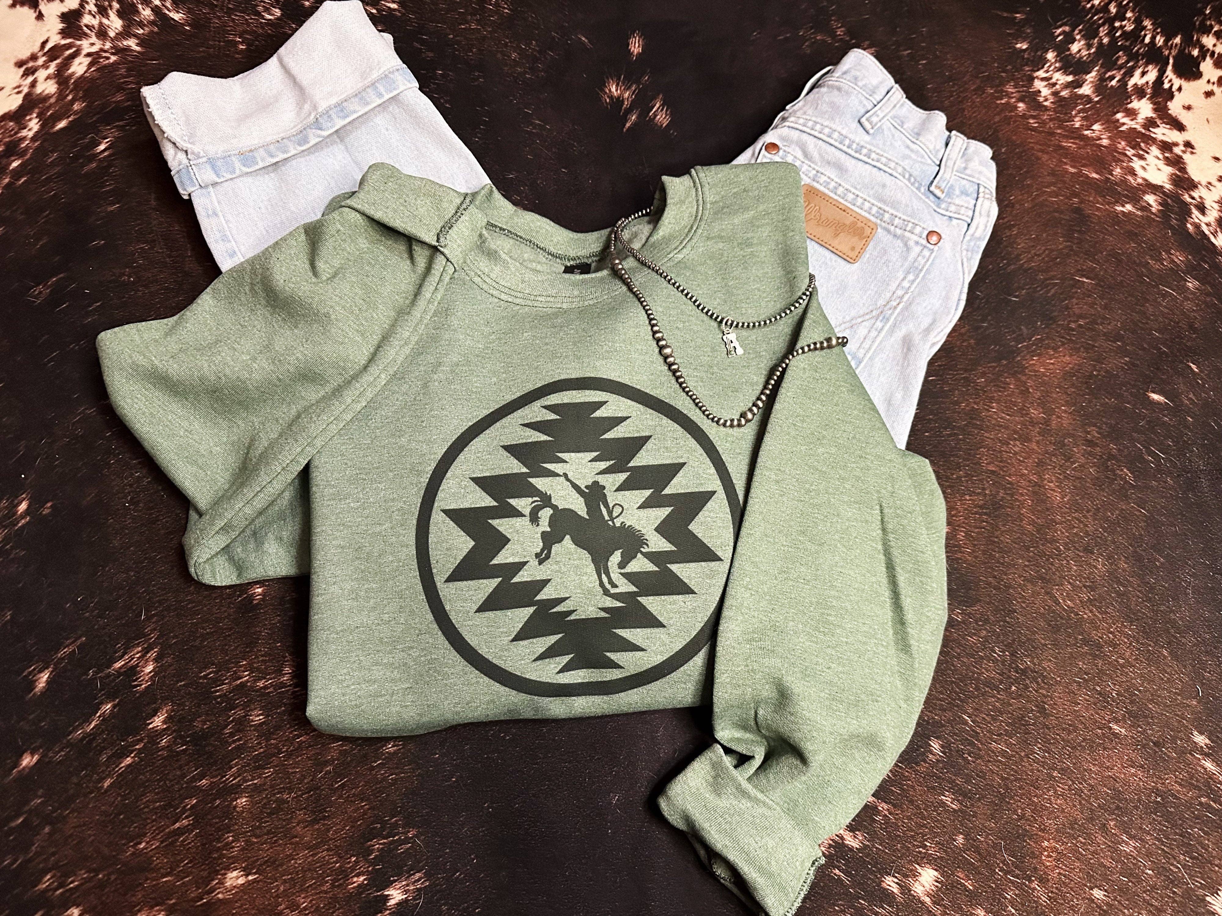 Barbed Wire Bassets - Wholesale Graphic Sweatshirt - Women's - Bronc Rider0