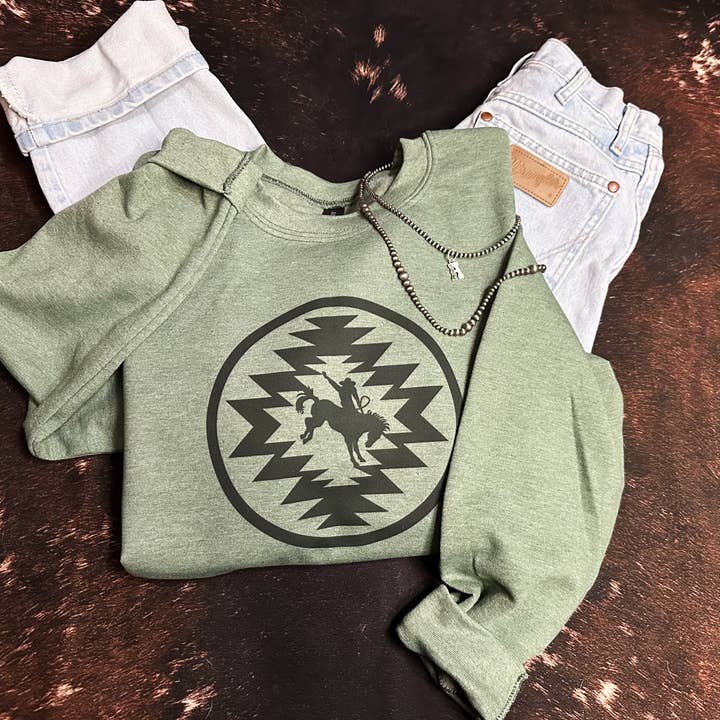 Barbed Wire Bassets - Wholesale Graphic Sweatshirt - Women's - Bronc Rider