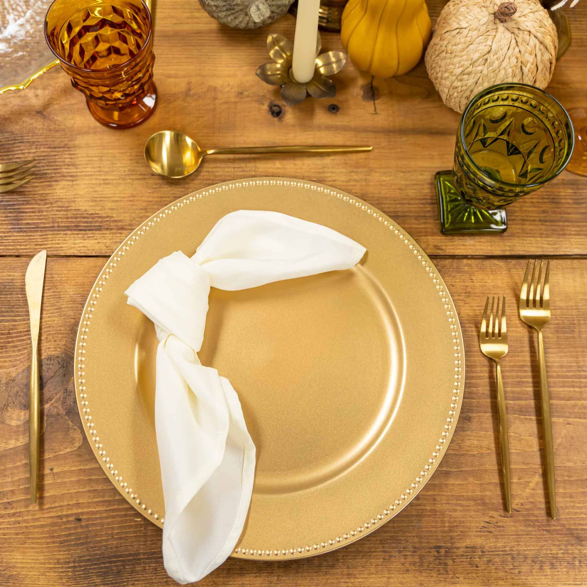 Portofino International Trading, USA - Wholesale Charger Plate - Matte Beaded Edge Plastic Charger Plate 13" - Gold3