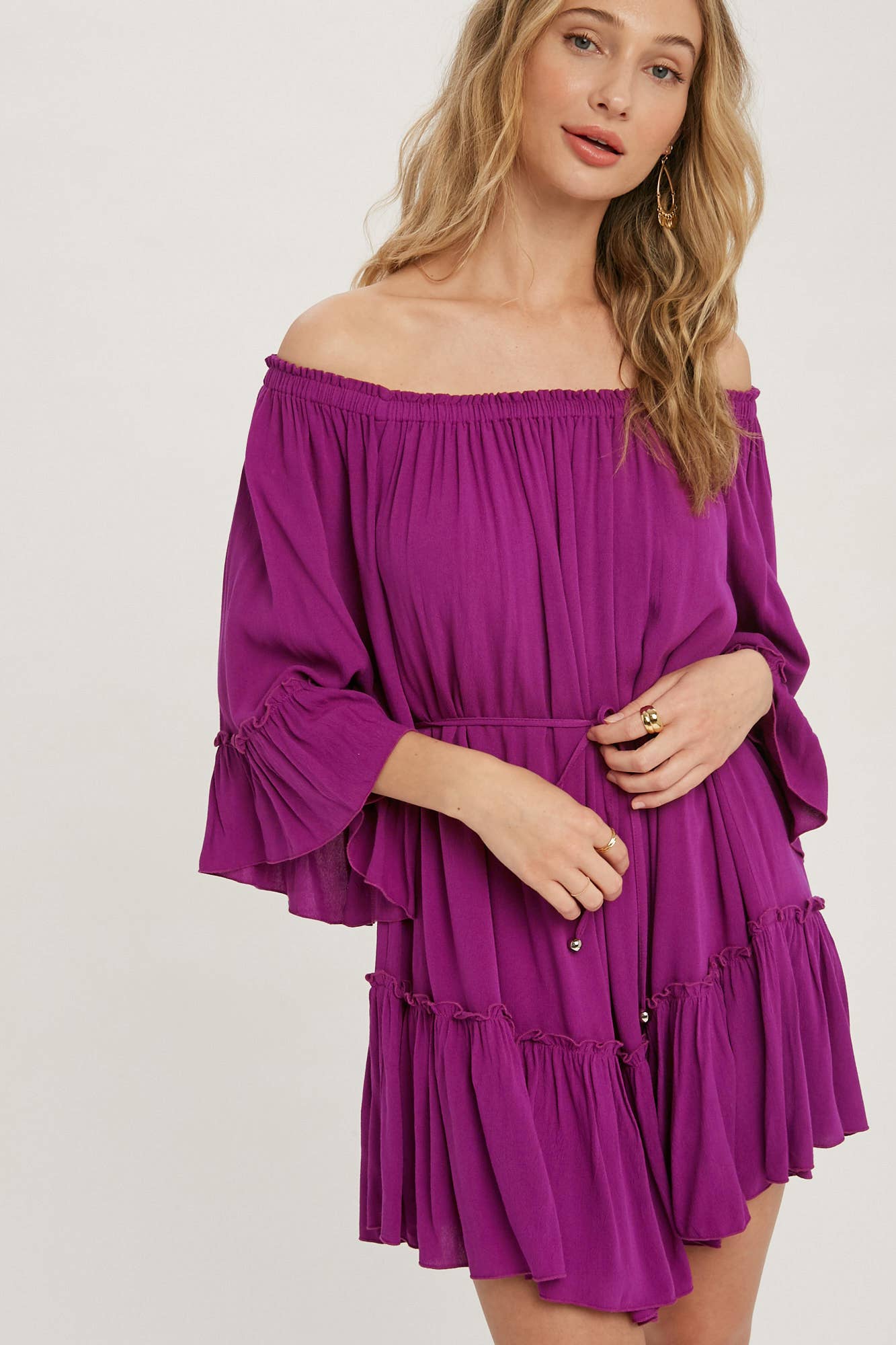 Bluivy - Wholesale Dress - Women's - RUFFLED SOLID BOHO DRESS3