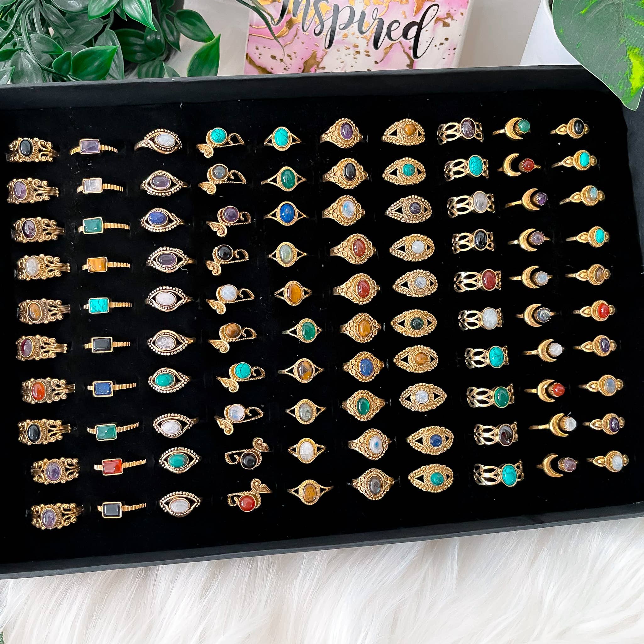 Karma Nepal Crafts - Wholesale Single Stone/Solitaire Ring - 100 Piece Bohemian Silver Crystal StackablRing  ($2.25 each)3